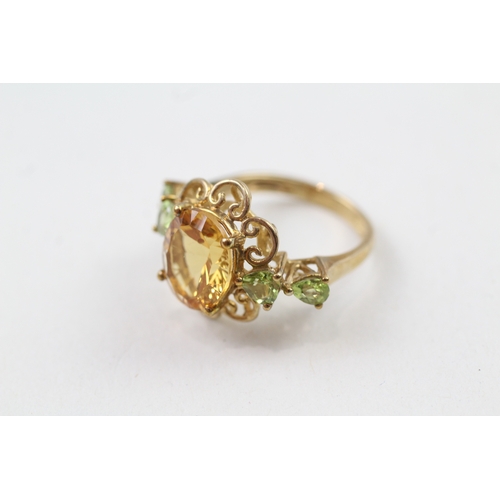 47 - 9ct gold citrine & peridot ring (3.8g) Size  N