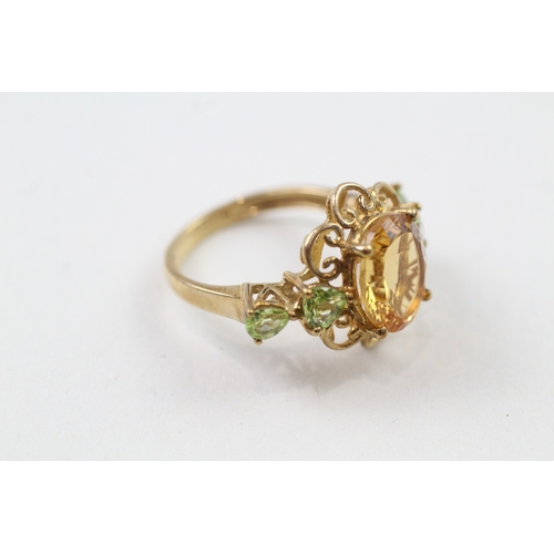 47 - 9ct gold citrine & peridot ring (3.8g) Size  N