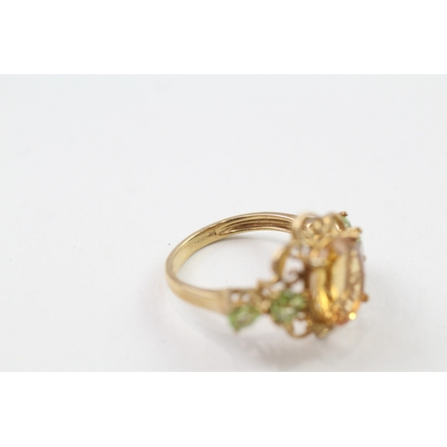 47 - 9ct gold citrine & peridot ring (3.8g) Size  N