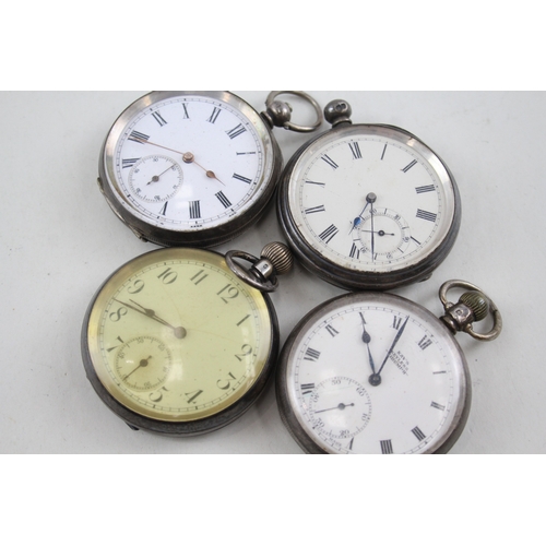 472 - Job Lot Vintage Mixed Purity Silver Pocket Watches Hand/Key-Wind UNTESTED x 4