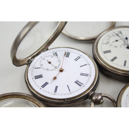 472 - Job Lot Vintage Mixed Purity Silver Pocket Watches Hand/Key-Wind UNTESTED x 4