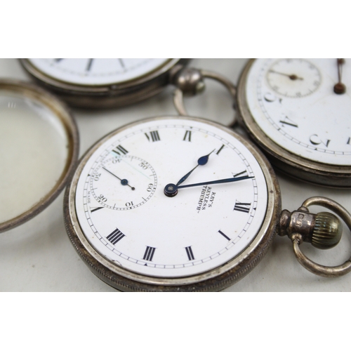 472 - Job Lot Vintage Mixed Purity Silver Pocket Watches Hand/Key-Wind UNTESTED x 4