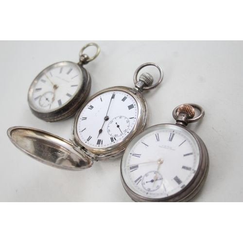 479 - Job Lot Vintage Sterling Silver Pocket Watches Hand/Key-Wind UNTESTED x 3