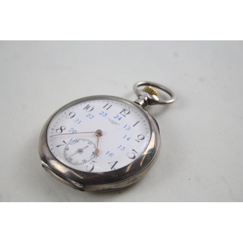 482 - Vintage 800 Silver Omega Grand Prix 1900 Pocket Watch Hand-Wind WATCH RUNS