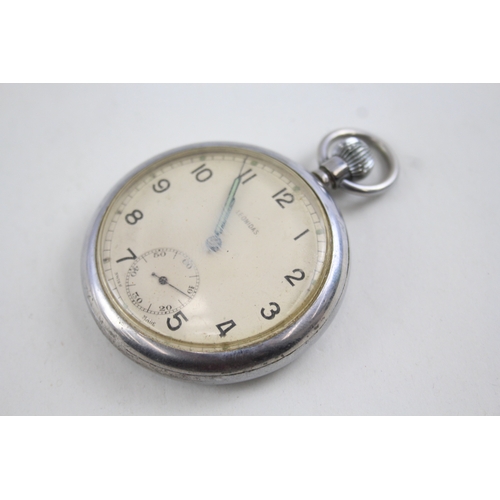 484 - Vintage Leonidas British Military Issued Pocket Watch Hand-Wind WATCH RUNS