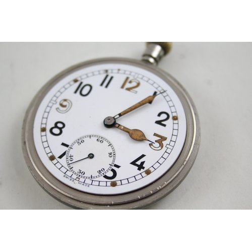 485 - Vintage British Military Issued Pocket Watch Hand-Wind WATCH RUNS