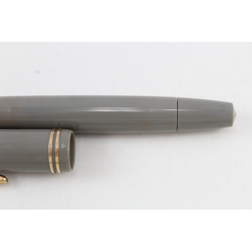 492 - Vintage Parker Victory Grey Fountain Pen w/ 14ct Gold Nib WRITING