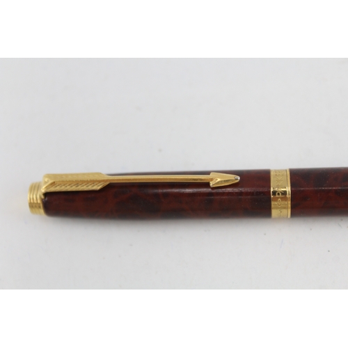 493 - Vintage Parker 75 Brown Lacquer Fountain Pen w/ 14ct Gold Nib WRITING