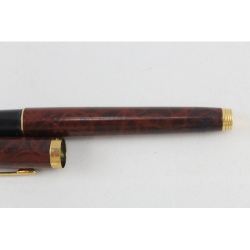 493 - Vintage Parker 75 Brown Lacquer Fountain Pen w/ 14ct Gold Nib WRITING