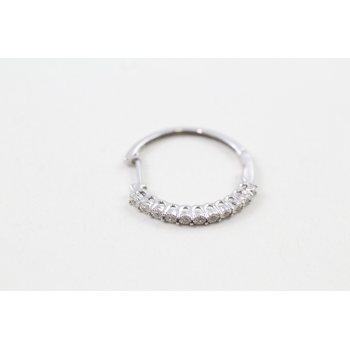 5 - 9ct white gold diamond hoop earrings with hinged backs (3g)