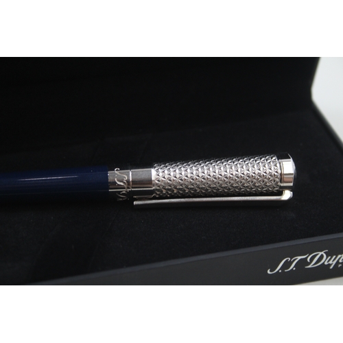 500 - S.T DUPONT Navy Lacquer & Palladium Finish Fire Head Pattern Ballpoint Pen Biro