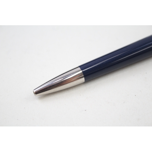 500 - S.T DUPONT Navy Lacquer & Palladium Finish Fire Head Pattern Ballpoint Pen Biro