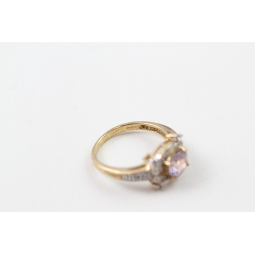 52 - 9ct gold amethyst & diamond ring (3.3g) Size  N