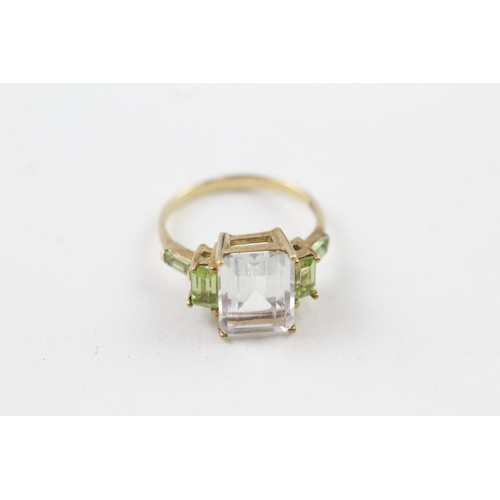 53 - 9ct gold blue & green gemstone ring (3.5g) Size  N