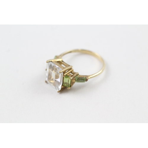 53 - 9ct gold blue & green gemstone ring (3.5g) Size  N