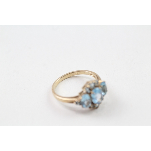 60 - 9ct gold blue topaz ring (2.7g) Size  N