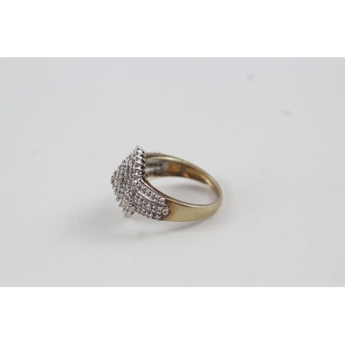 75 - 9ct gold diamond cluster cocktail ring (3.7g) Size  M