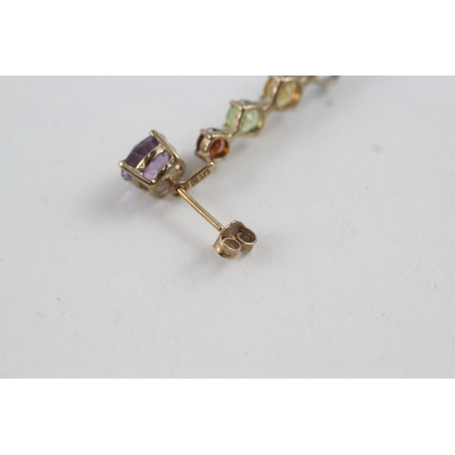 76 - 9ct gold amethyst, garnet, peridot, citrine and blue topaz interchangeable drop earrings with posts ... 