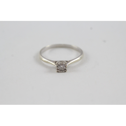 81 - 9ct white gold diamond solitaire dress ring (2.4g) Size  U