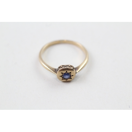 83 - 9ct gold vintage star set sapphire solitaire ring (1.5g) Size  M