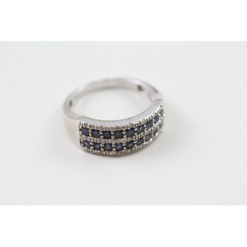 97 - 9ct gold sapphire & diamond ring (3.4g) Size  O