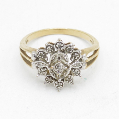 113 - 9ct gold diamond dress ring (2.5g) Size  O