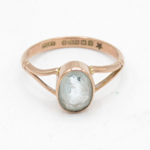 119 - 9ct gold antique aquamarine paste dress ring (2.2g) Size  O