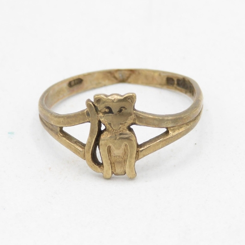 136 - 9ct gold animal dress ring with split shoulders (1.2g) AS SEEN - MISHAPEN Size  I