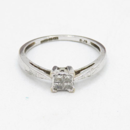 175 - 9ct white gold diamond square cut dress ring (1.2g) Size  L