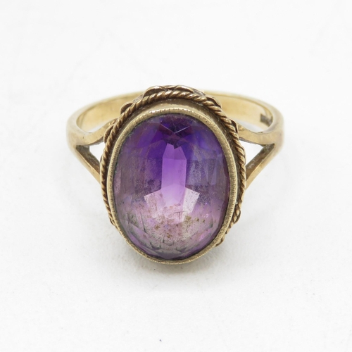 188 - 9ct gold vintage amethyst dress ring (5.3g) Size  Q