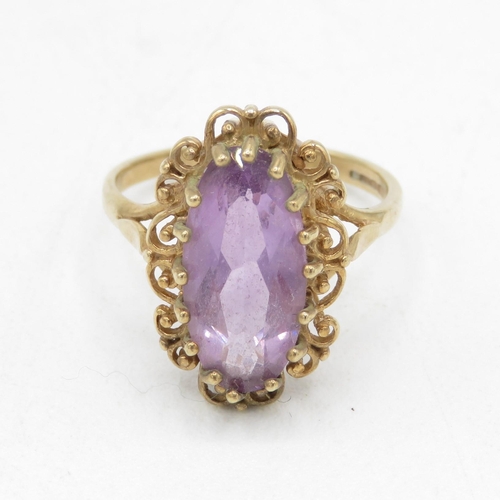 191 - 9ct gold vintage amethyst dress ring (3.4g) Size  N