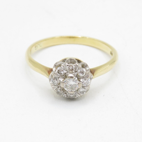 206 - 18ct gold diamond halo ring (3g) Size  L 1/2