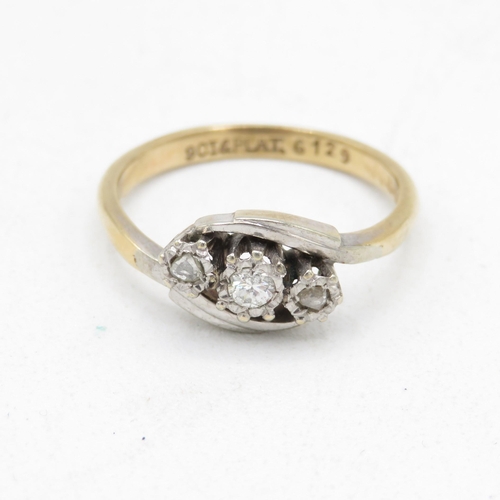 30 - 9ct gold & platinum vintage diamond dress ring (2.7g) Size  O