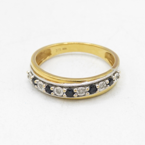 31 - 9ct gold sapphire & diamond half eternity ring (2.2g) Size  N