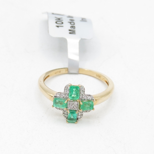 37 - 9ct gold emerald & cubic zirconia dress ring (2.2g) Size  O