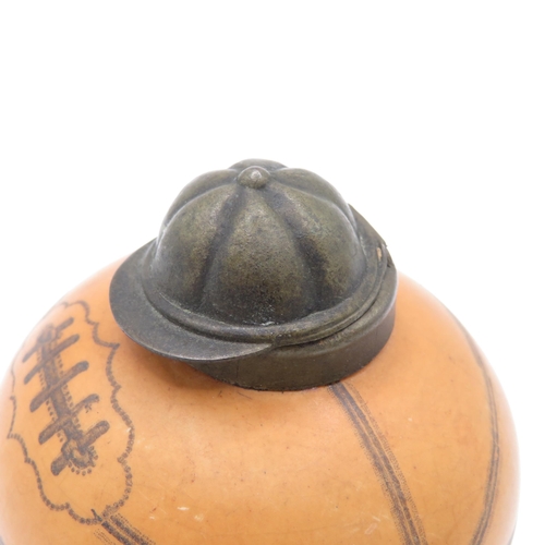 423 - Leather caser football / rugby ball ink well - Late Victorian