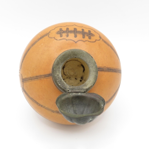 423 - Leather caser football / rugby ball ink well - Late Victorian