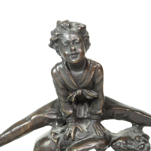 424 - Bronze Barie Ornament Sculpture of Children Playing Leap Frog