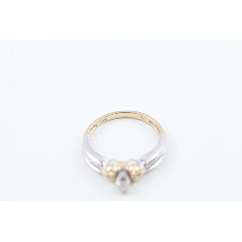 14ct gold diamond solitaire dress ring with diamond set shoulders (2.8g ...