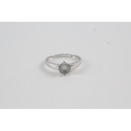 2 - 9ct white gold aquamarine solitaire dress ring (1.4g) Size  M