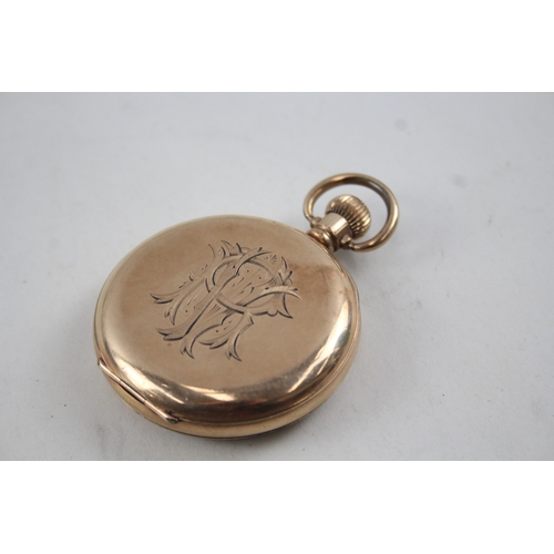 376 - Vintage Open Face Rolled Gold Pocket Watch Hand-Wind WATCH RUNS