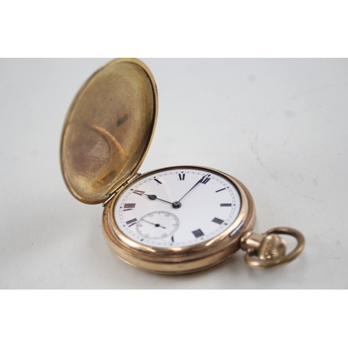 379 - Vintage Elgin Rolled Gold Pocket Watch Hand-Wind WATCH RUNS Missing Glass