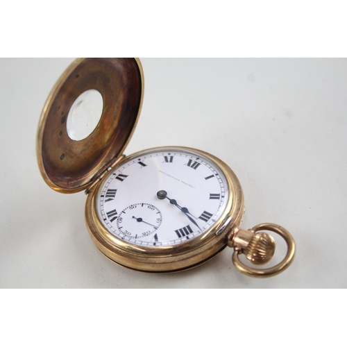 383 - Vintage Bravington Rolled Gold Half Hunter Pocket Watch Hand-Wind WATCH RUNS