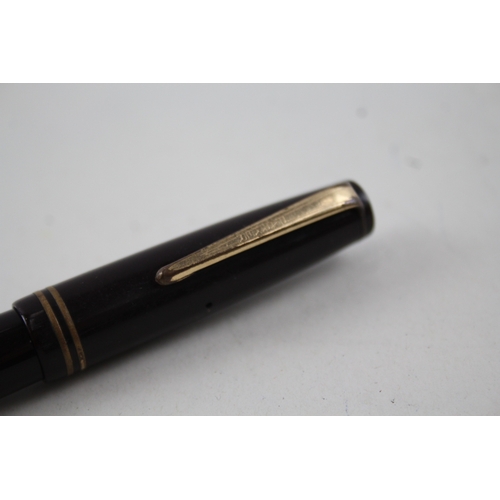 394 - Vintage Parker Victory Brown Fountain Pen w/ 14ct Gold Nib WRITING