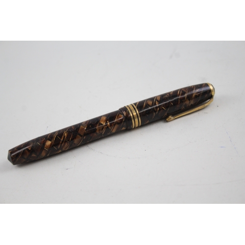 396 - Vintage Conway Stewart No.58 Brown FOUNTAIN PEN w/ 14ct Gold Nib WRITING