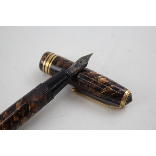 396 - Vintage Conway Stewart No.58 Brown FOUNTAIN PEN w/ 14ct Gold Nib WRITING