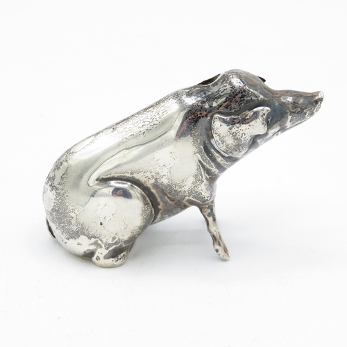 385 - Antique Hallmarked 1916 London Sterling Silver Filled Novelty Pig Ornament (71g)