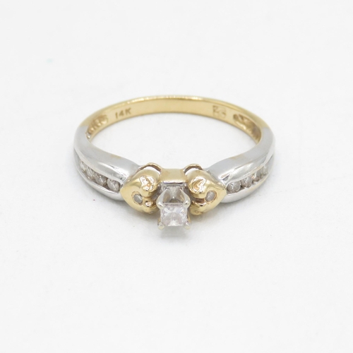 14ct gold diamond solitaire dress ring with diamond set shoulders (2.8g ...