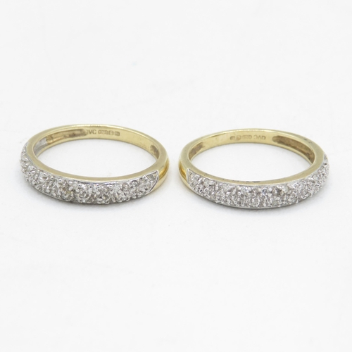 77 - 2 x 9ct gold diamond rings (2.8g) Size  J 1/2 + J 1/2