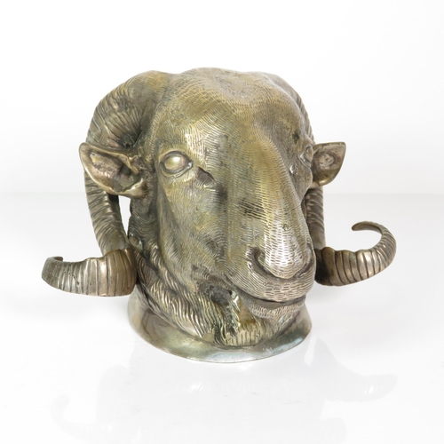 408 - Vintage Brass Rams Head Height: 15cm 2787g